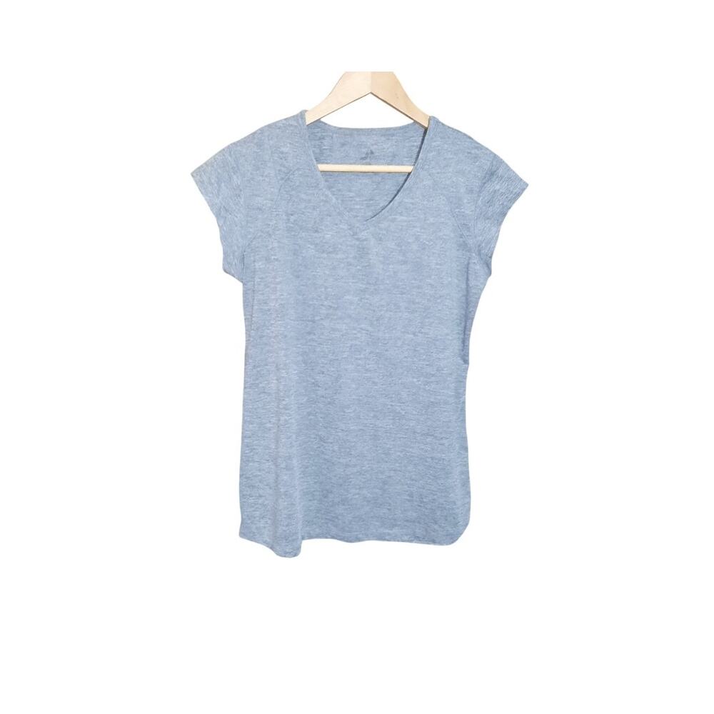 Ascend Womens Gray V-Neck Short Sleeve Performance Tee Size M/L